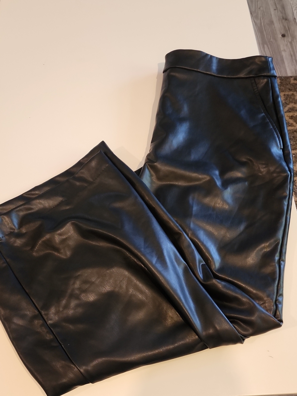 Anne Klein Black Faux Leather Men's Pants